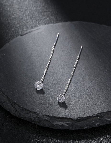 Серьги-протяжки с круглыми фианитами M10563