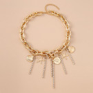 Многослойная золотистая цепь с подвесками и каскадом CJL75830