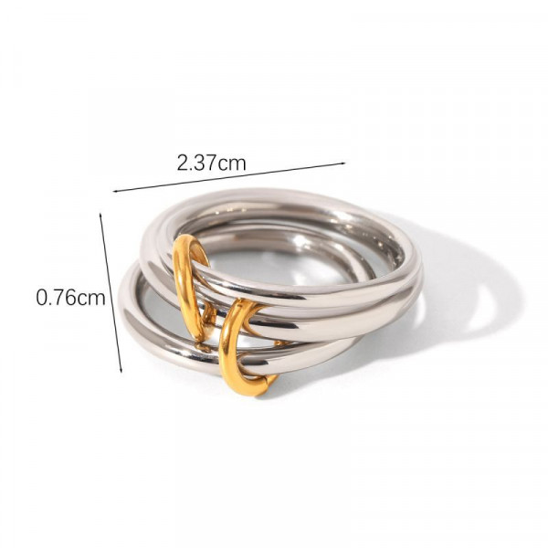 Тройное кольцо-тринити из гладкой стали CJL78687