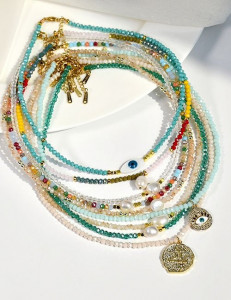Яркие бусы из бисера в стиле бохо с монетами L79998