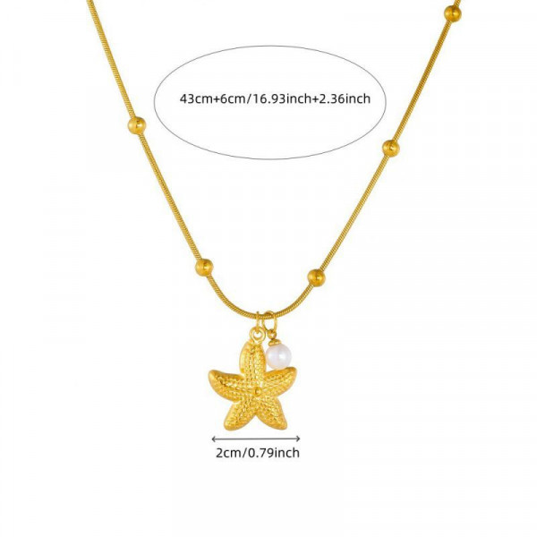 Золотистая цепочка с миниатюрной морской звездой и камнем CJP55840