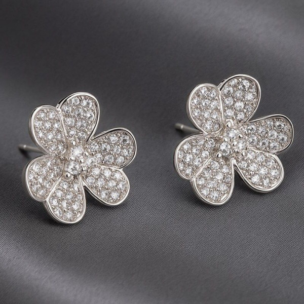 Серьги-гвоздики цветы со стразами 1J12081CJJ