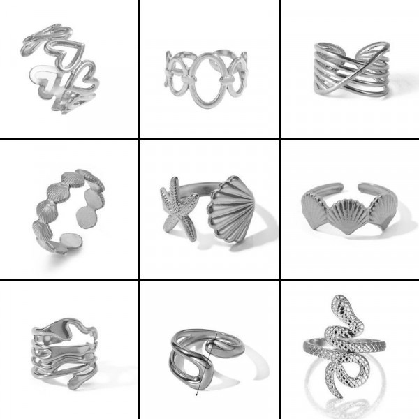 Узкое кольцо дорожка из стали с камнями CJH32088