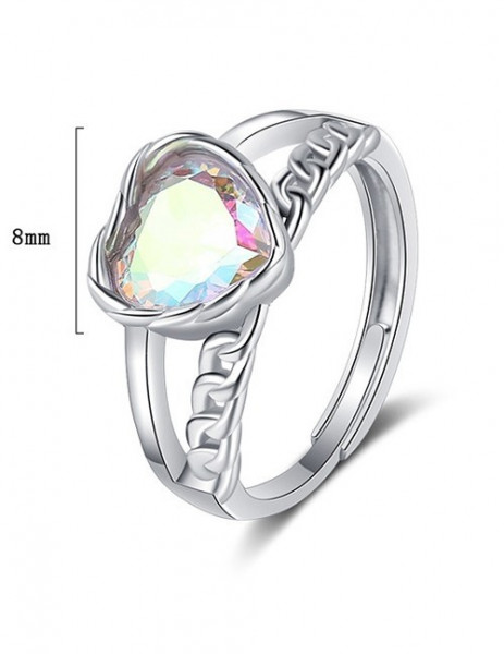 Кольцо с сердцем-хамелеоном и дорожкой камней U85383