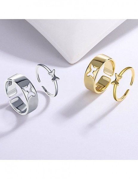 Тонкое кольцо с силуэтом бабочки из серебра L82207