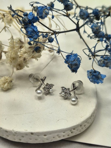 Серьги с веточками, цветами и жемчугом J11281CJJ