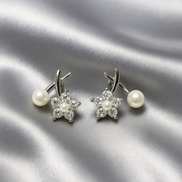 Серьги с веточками, цветами и жемчугом J11281CJJ