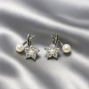 Серьги медь с напылением платиной J11281CJJ