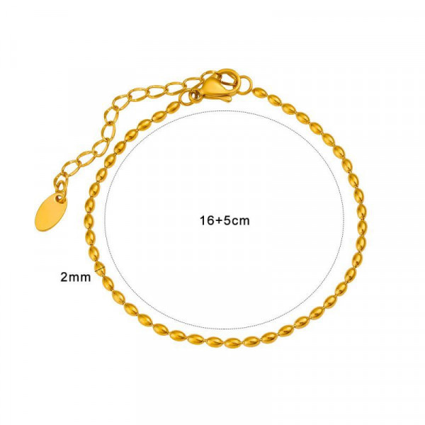 Браслет цепочка с фактурным плетением и золотистыми бусинами CJN43498