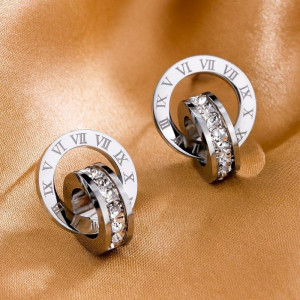 Висячие серьги-кольца с римскими цифрами 1J12498CJJ