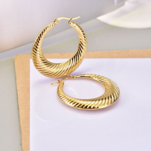 Серьги-кольца с рифленой поверхностью CJC69107