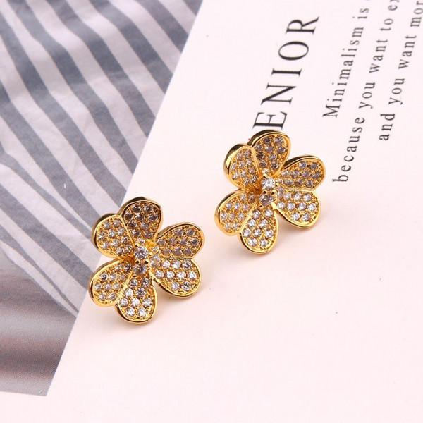 Серьги-гвоздики цветы со стразами 1J12082CJJ