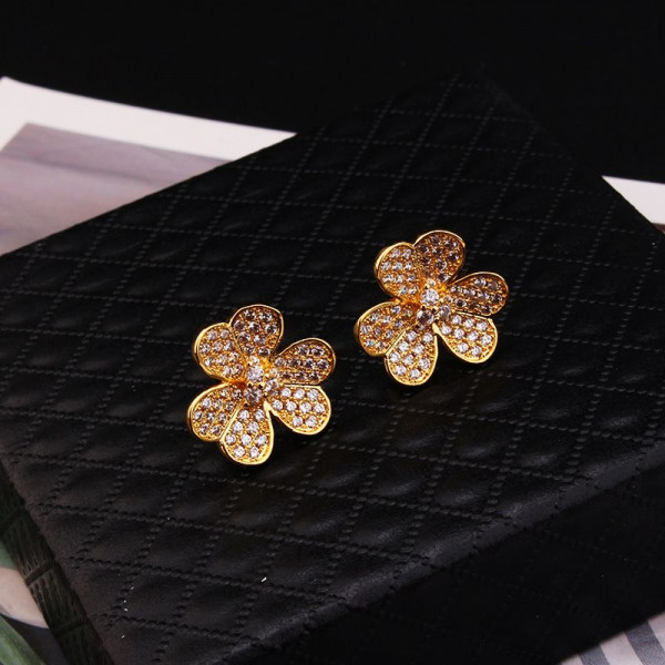 Серьги медь напыление золотом с фианитами 1J12082CJJ