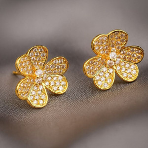 Серьги медь напыление золотом с фианитами 1J12082CJJ