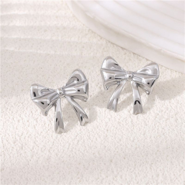 Серебристые серьги-пусеты Банты CJH27339