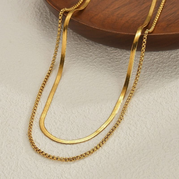 Тройное каскадное колье из золотистой стали CJC62995