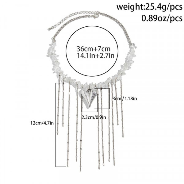 Колье ювелирный сплав бисер кулон сердце 1J12223CJJ