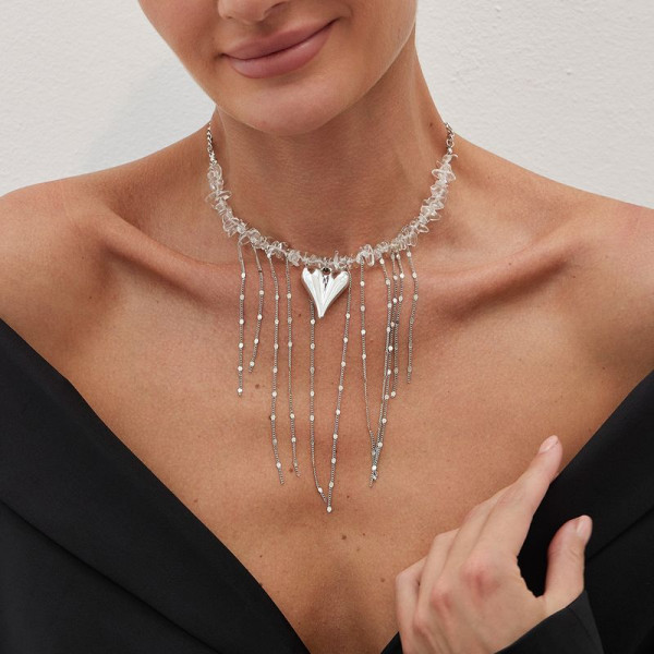 Вечернее колье-чокер с жемчугом и каскадом цепей 1J12223CJJ