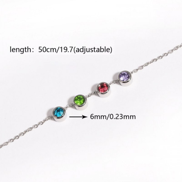 Изящное серебристое колье с четырьмя разноцветными кристаллами CJR61009