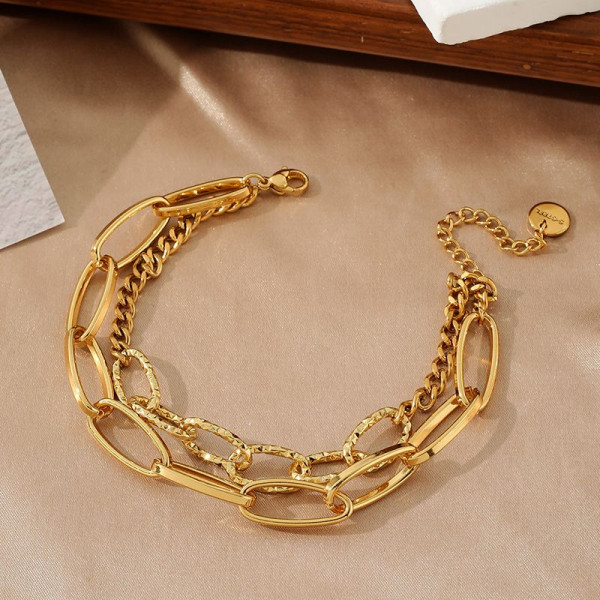 Браслет многослойный из каскада овальных цепей CJN36884