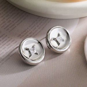 Серьги-пусеты Диски со звездой CJD00895