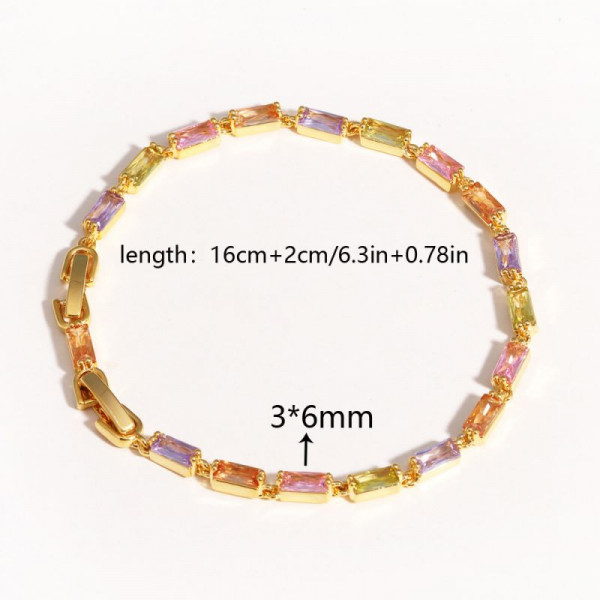 Браслет-дорожка из прямоугольных разноцветных камней CJR60852