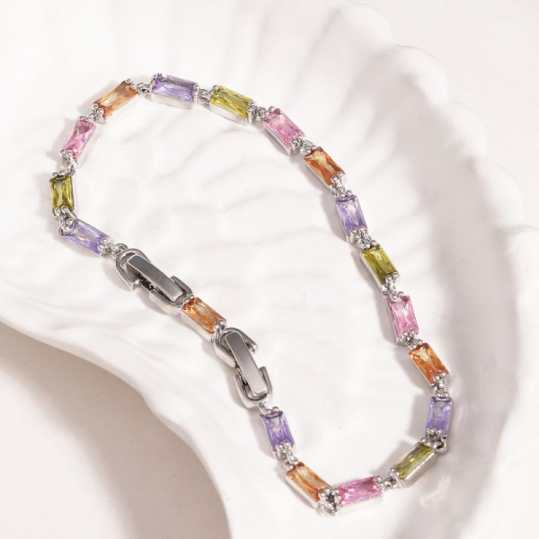 Браслет-дорожка из прямоугольных разноцветных камней CJR60852