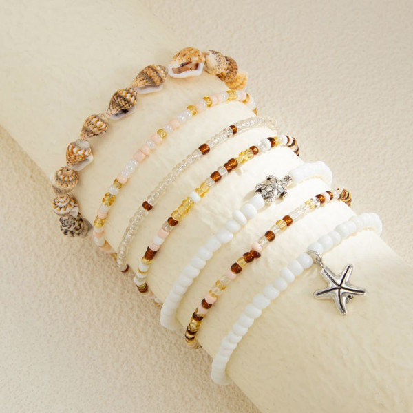 Браслет на ногу многослойный этнический CJN79321