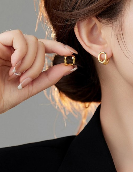 Серьги-пусеты «Органические овалы» Z57690