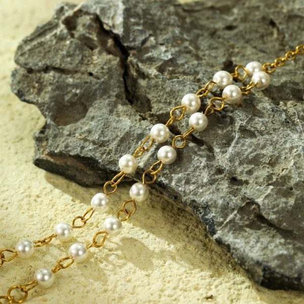 Браслет слейв жемчужная нежность на тонкой цепи CJH00831