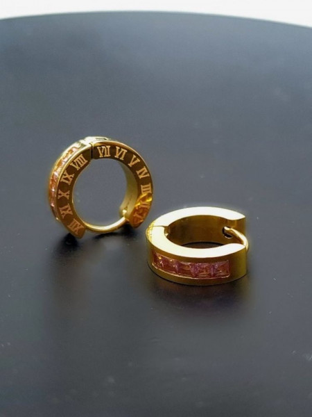 Стальные серьги-конго с напылением золотом и фианитами J10251CJJ