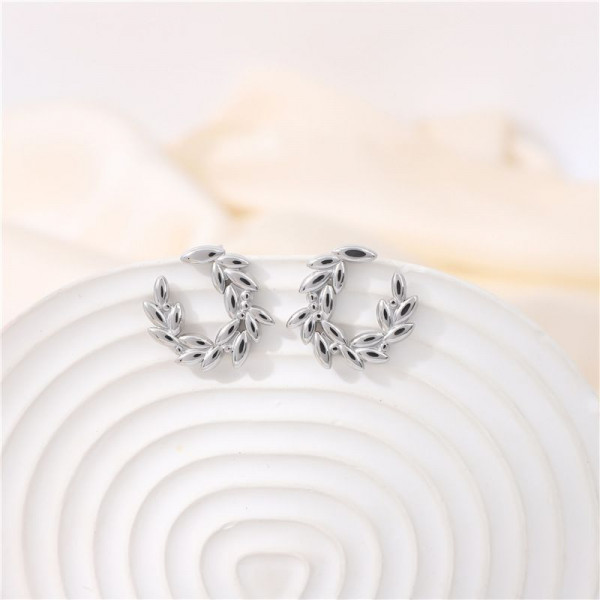 Серебристые серьги-кольца Веточки CJH27399