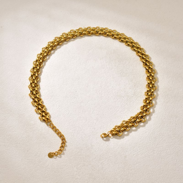 Массивная золотистая цепь сложного плетения CJQ29262