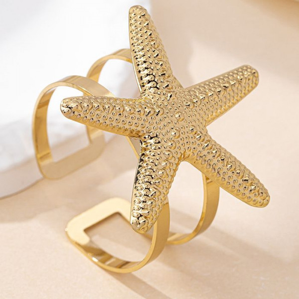 Браслет жесткий кафф с крупной морской звездой CJM86356