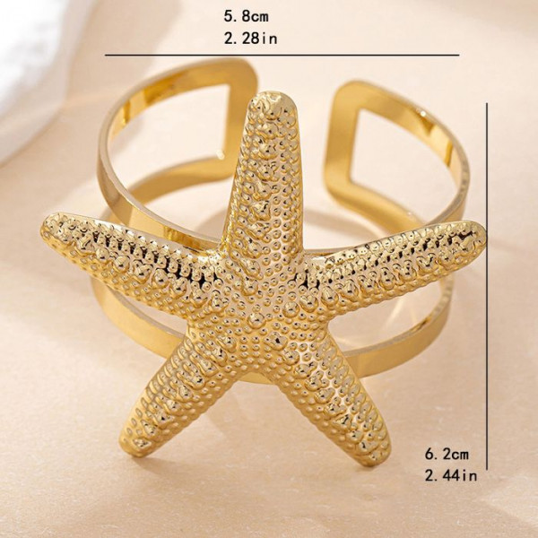 Браслет жесткий кафф с крупной морской звездой CJM86356