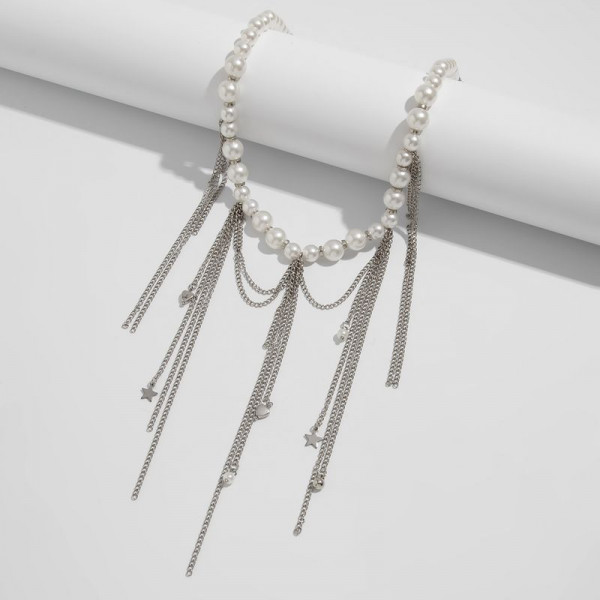 Изящное жемчужное колье с вертикальной бахромой 1J12224CJJ