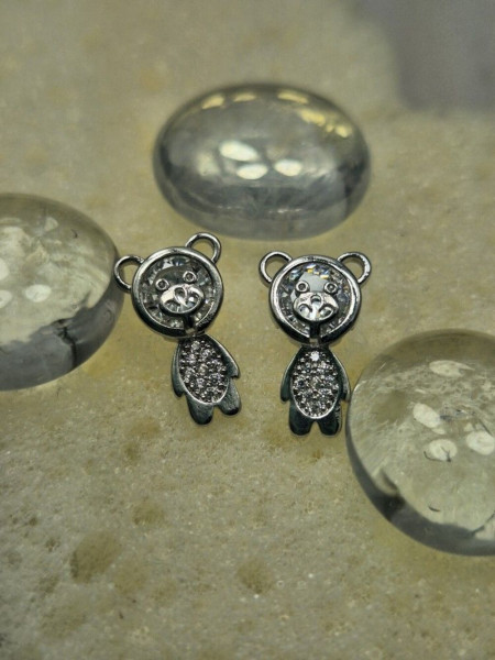 Серьги-гвоздики мишки со стразами J10706CJJ