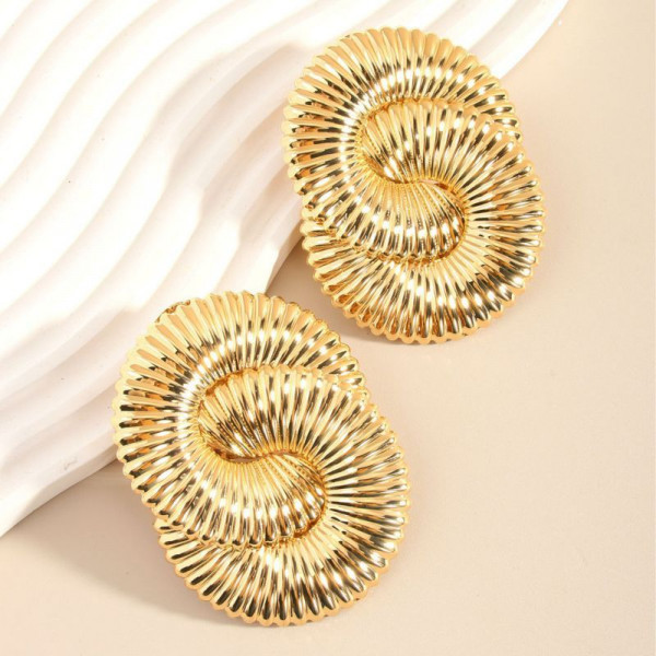 Объемные серьги-пусеты витые кольца CJN34096