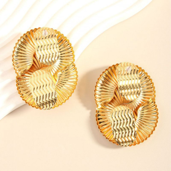 Объемные серьги-пусеты витые кольца CJN34096