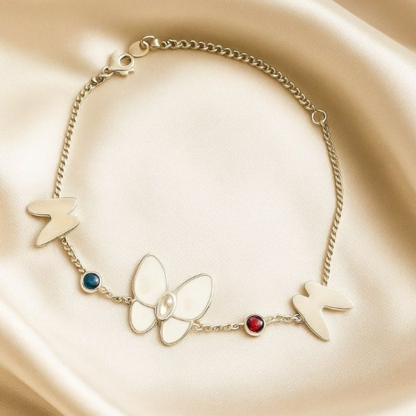 Браслет-цепочка с эмалевыми бабочками J11184(CJJ)