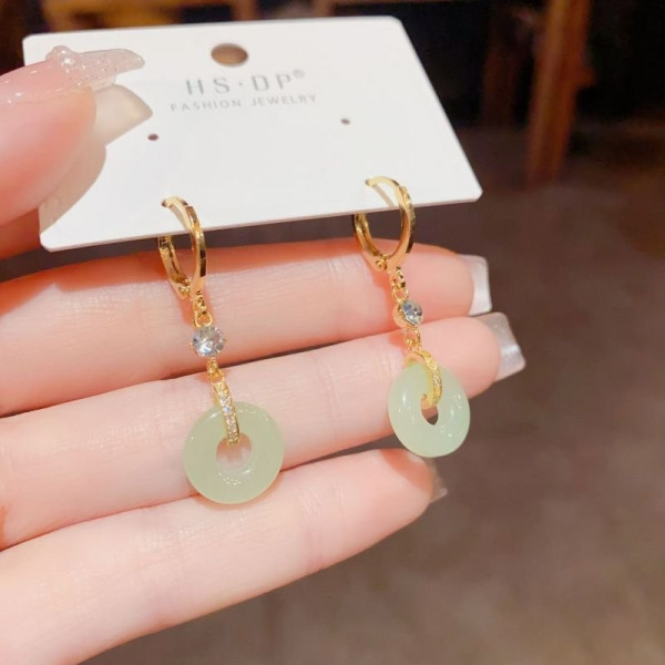 Серьги-подвески с круглой вставкой CJC23153