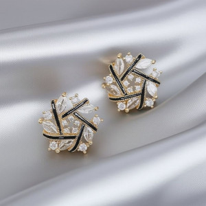 Серьги-гвоздики ювелирный сплав с кристаллами серебряный гвоздик 1J11938CJJ