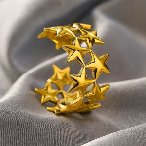 Кольцо медицинская сталь напыление золотом 1J12169CJJ