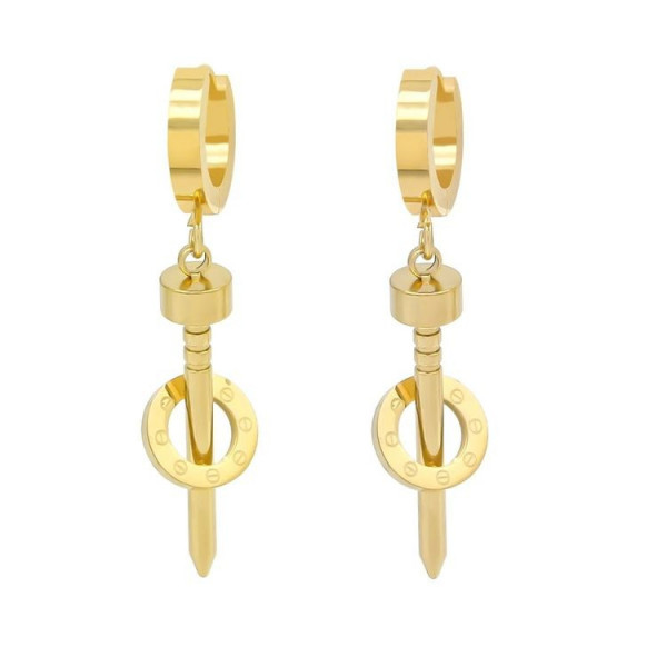 Золотистые серьги-кольца «Индустриал» J10252CJJ