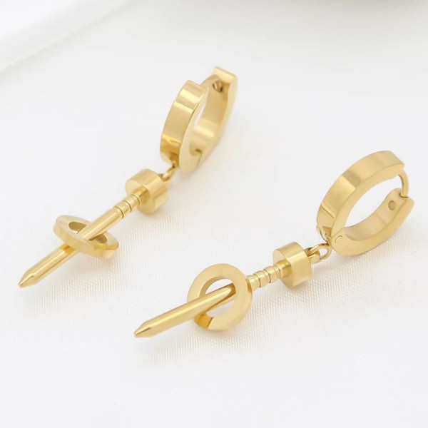 Золотистые серьги-кольца «Индустриал» J10252CJJ