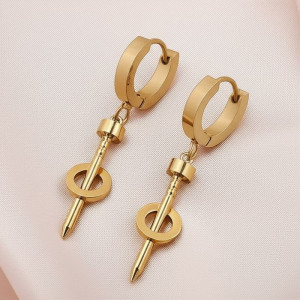 Золотистые серьги-кольца «Индустриал» J10252CJJ