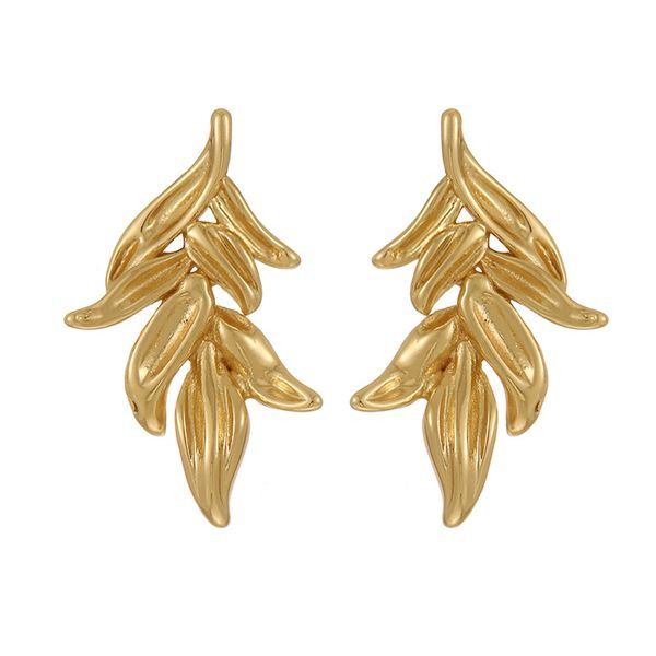 Серьги-пусеты в форме золотистых листьев CJL53918