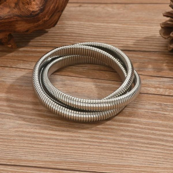 Браслет жесткий объемный с переплетением нитей CJL10113