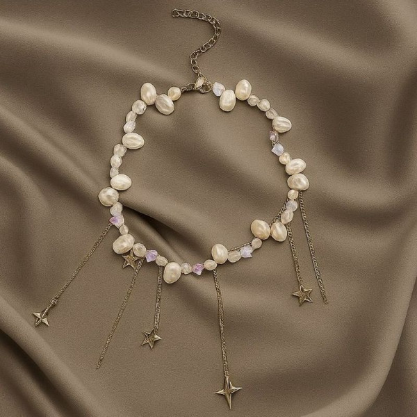 Воздушное колье из барочного жемчуга с подвесками 1J12225CJJ