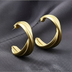 Серьги-кольца конго с широким вогнутым профилем и матовым финишем 1J11816CJJ